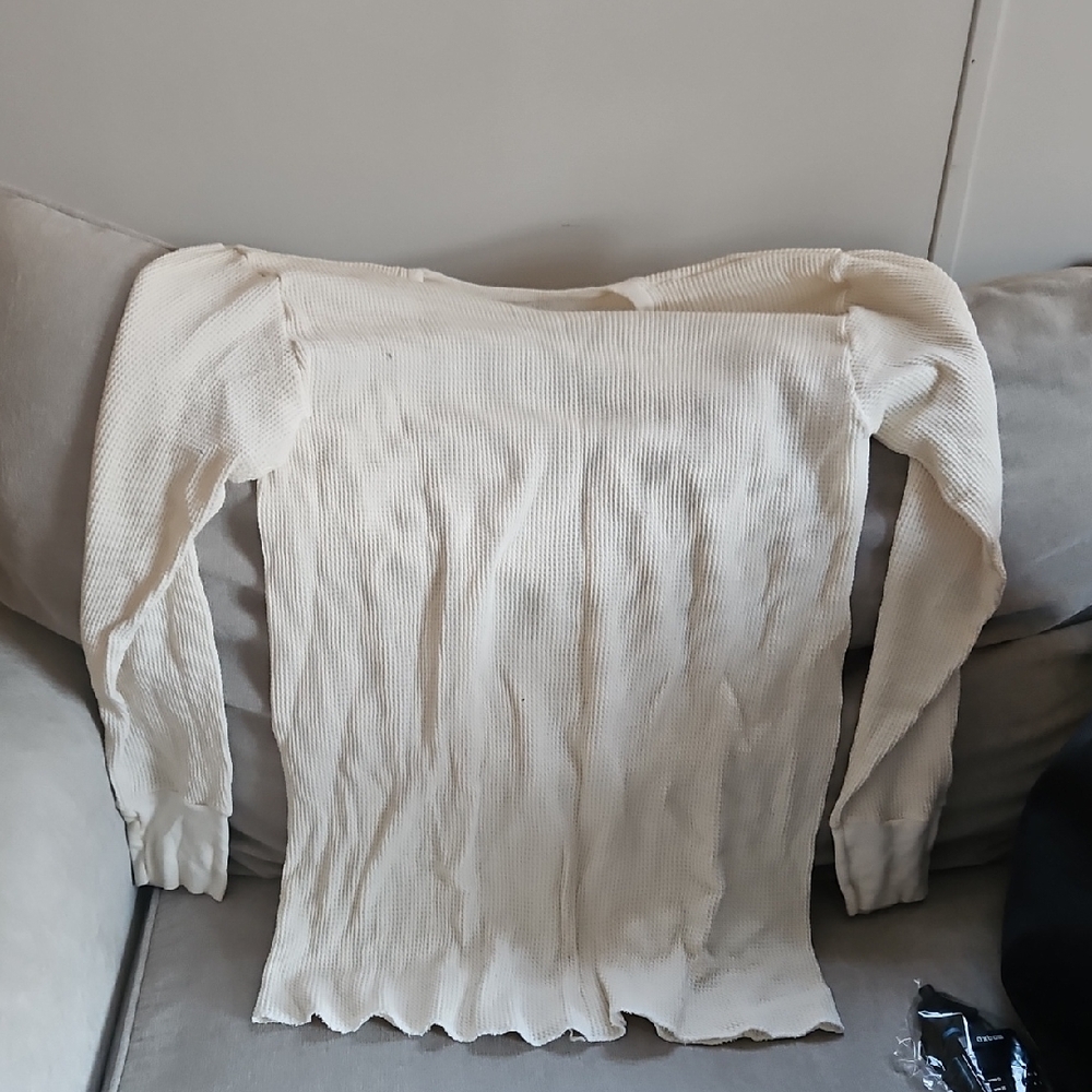 Merona  Mens Xl Cream Long Sleeve Tee